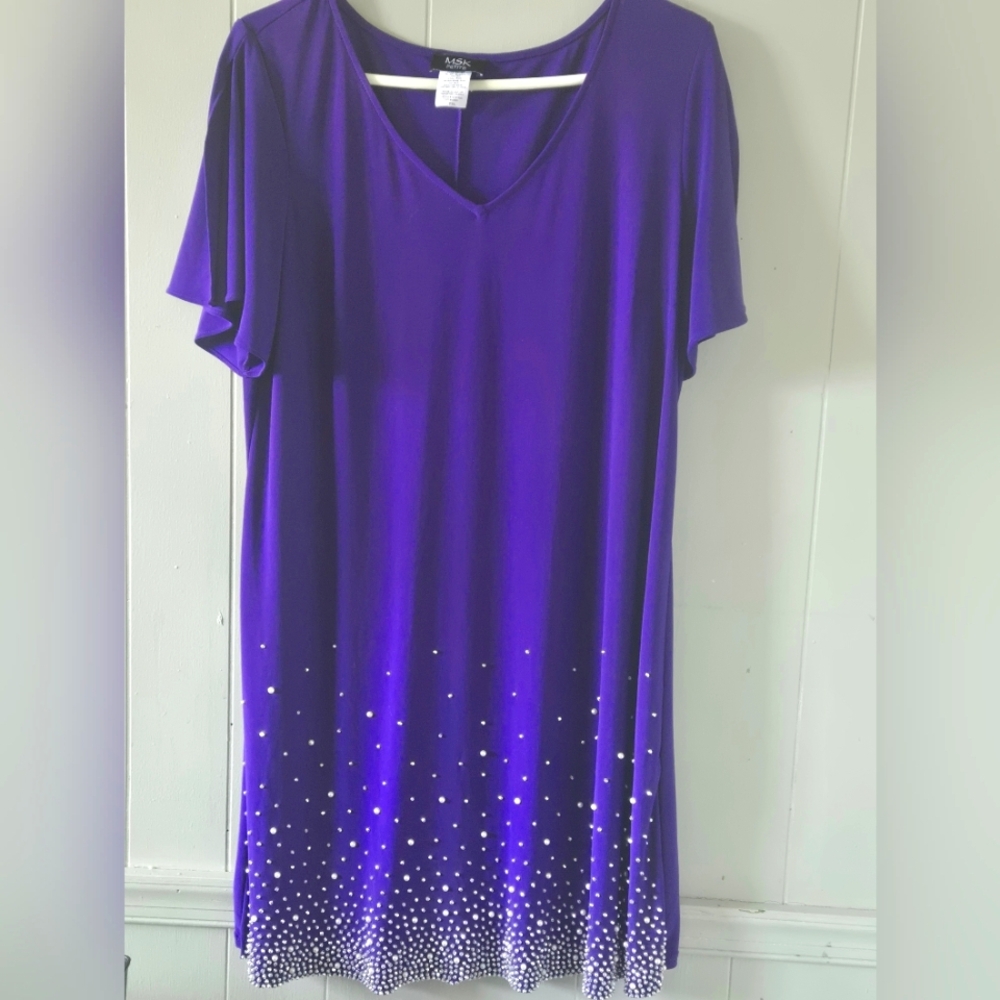 Cato Purple Women's Tunic with White Accents